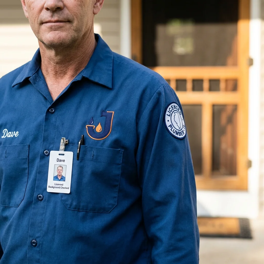 Licensed plumber showing ID badge in Liberty, MS