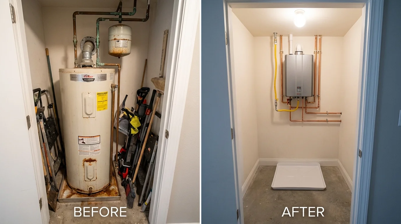 Tank water heater versus wall-mounted tankless unit comparison for Liberty, MS homeowners